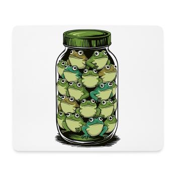 Froschglas: Verspielter Amphibienstapel - Mousepad (Querformat) - Weiß - Vorne
