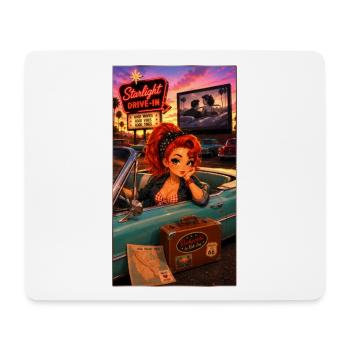 Ginger Pin-up Drive-In Retro-Auto 50s – Kek-Ina - Mousepad (Querformat) - Weiß - Vorne