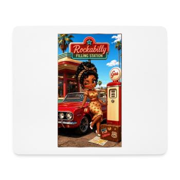 Gloria Pinup Cherry 50s Tankstelle – Kek-Ina - Mousepad (Querformat) - Weiß - Vorne