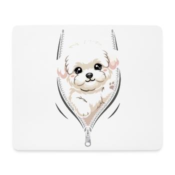 Bichon Fris schaut durch Reissverschluss - Mousepad (Querformat) - Weiß - Vorne
