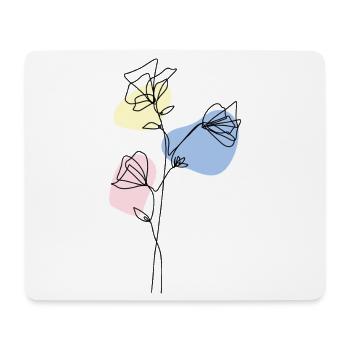 Fleurs délicates au trait avec pastel - Tapis de souris (format paysage) - blanc - Devant