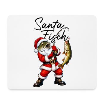 Santa Fisch Weihnachtsmann mit Fischkopf angeln - Mousepad (Querformat) - Weiß - Vorne