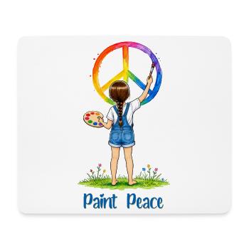 Mädchen malt Peace Zeichen – Paint Peace Aquarell - Mousepad (Querformat) - Weiß - Vorne