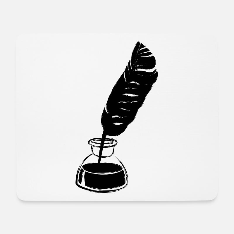 Poetry Tintenfass Feder - Mousepad (Querformat) - Weiß