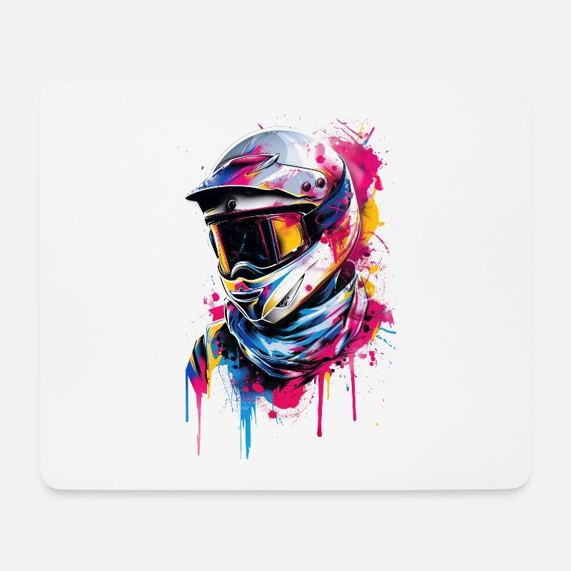 Urban Rider - Bunter Graffiti Motorradhelm - Mousepad (Querformat) - Weiß