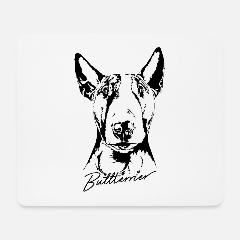 BULLTERRIER Portrait Hund Hunde Wilsigns - Mousepad (Querformat) - Weiß