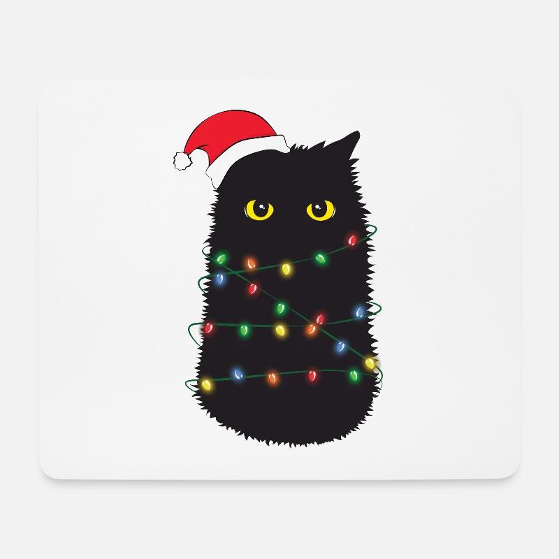 Weihnachtsbaum Katze Weihnachtsmütze Lustig - Mousepad (Querformat) - Weiß