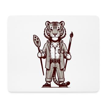 Cute Tiger Artist - Mousepad (Querformat) - Weiß - Vorne