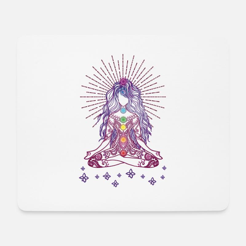 Boho Yoga Style Mädel Happy Mind Happy Life - Mousepad (Querformat) - Weiß
