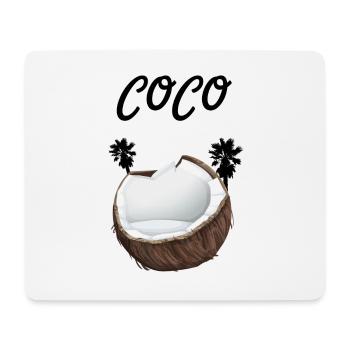 Noix de coco avec inscription Coco et palmiers - Tapis de souris (format paysage) - blanc - Devant