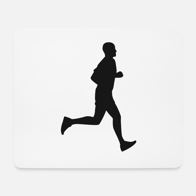 Coureur, jogging, silhouette - Tapis de souris (format paysage) - blanc