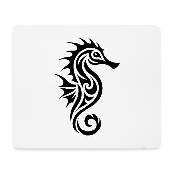 Kleines Vintage Tribal Tattoo Seepferdchen - Mousepad (Querformat) - Weiß - Vorne