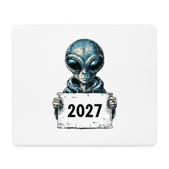 Cooles Alien im Hoodie - Mousepad (Querformat) - Weiß - Vorne
