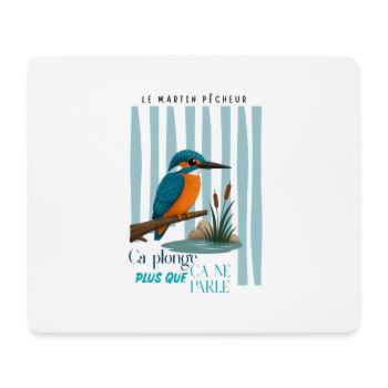 Martin Pêcheur sur Roseaux - Tapis de souris (format paysage) - blanc - Devant