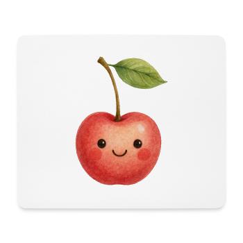 Cuddly Cherry Face Kawaii Kids Baby Fruit - Mouse Pad (horizontal) - white - Front