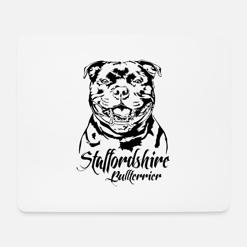 STAFFORDSHIRE BULLTERRIER Hunde Hund Wilsigns - Mousepad (Querformat) - Weiß