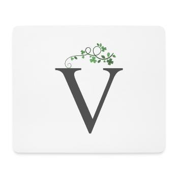 V mit Kleeblätter - Mousepad (Querformat) - Weiß - Vorne