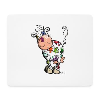 Farbklecks Kuh - Mousepad (Querformat) - Weiß - Vorne