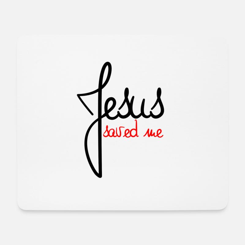 Jesus saved me black and red - Mousepad (Querformat) - Weiß