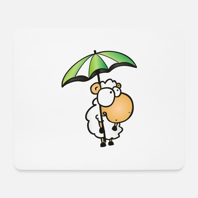 Schaf mit Schirm - Mousepad (Querformat) - Weiß