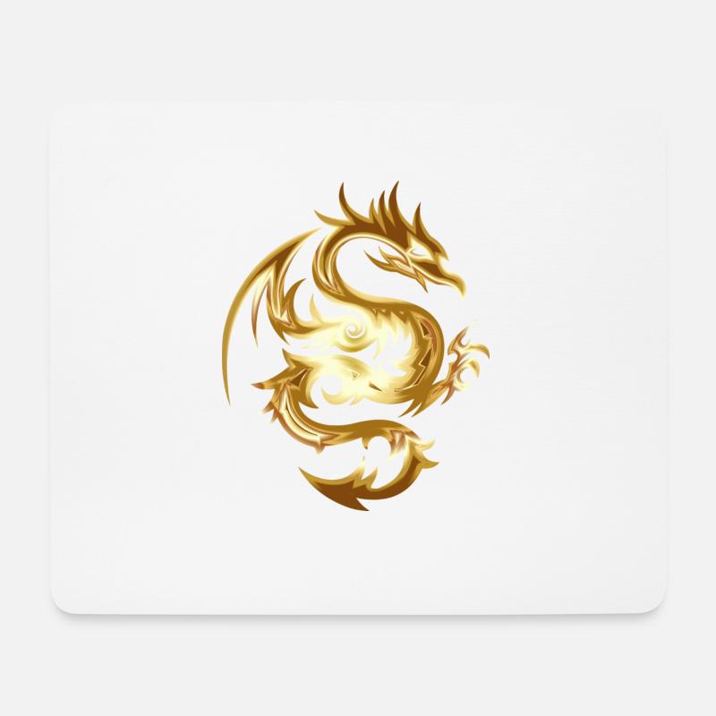 goldener Drache - Mousepad (Querformat) - Weiß