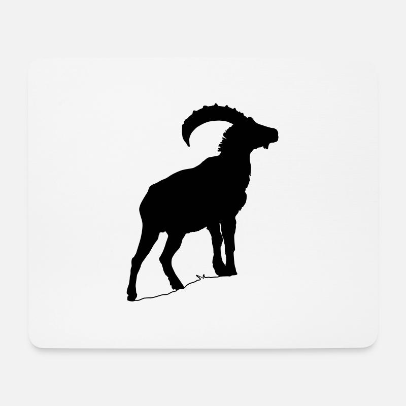 Steinbock - Mousepad (Querformat) - Weiß
