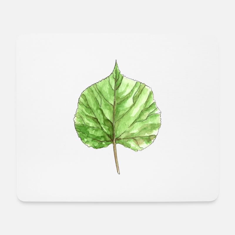 Lindenblatt - Mousepad (Querformat) - Weiß