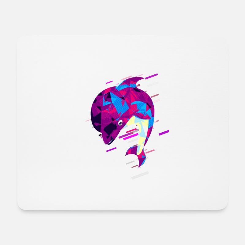 Fisch Meeresfrüchte 80er Retro Violett - Mousepad (Querformat) - Weiß