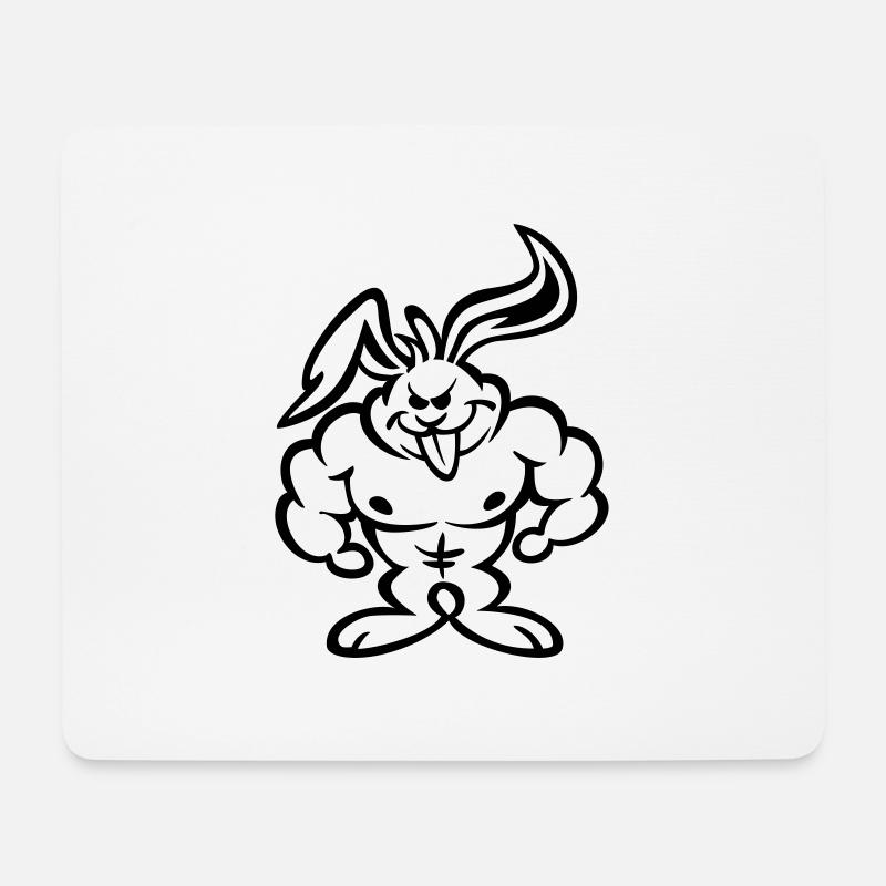 Bodybuilding Hase - Mousepad (Querformat) - Weiß