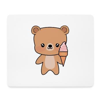 Süßer Teddy mit Eis - Mousepad (Querformat) - Weiß - Vorne
