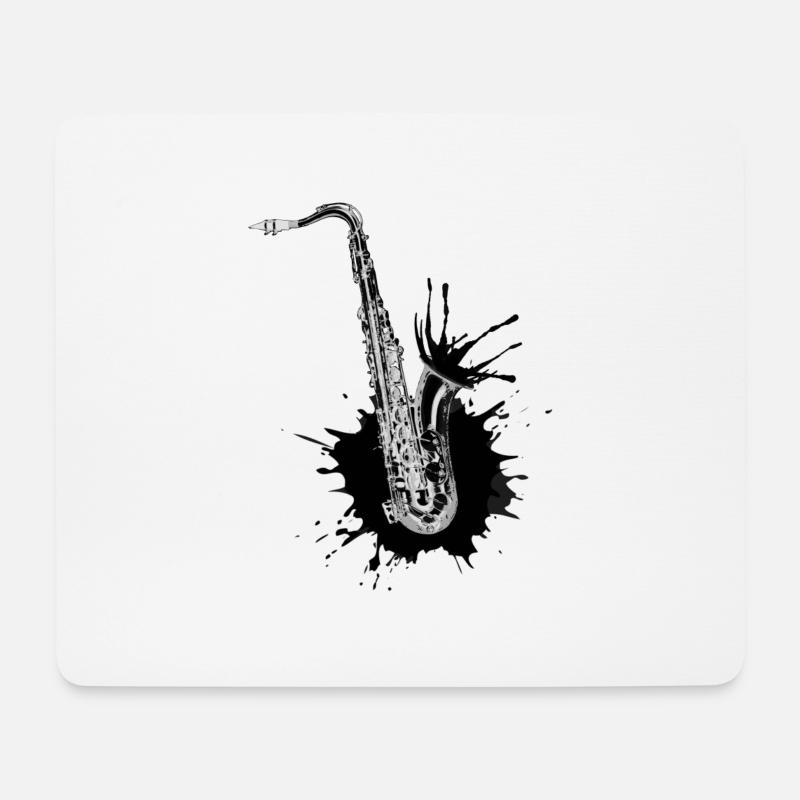 Black Saxophone - Mouse Pad (horizontal) - white