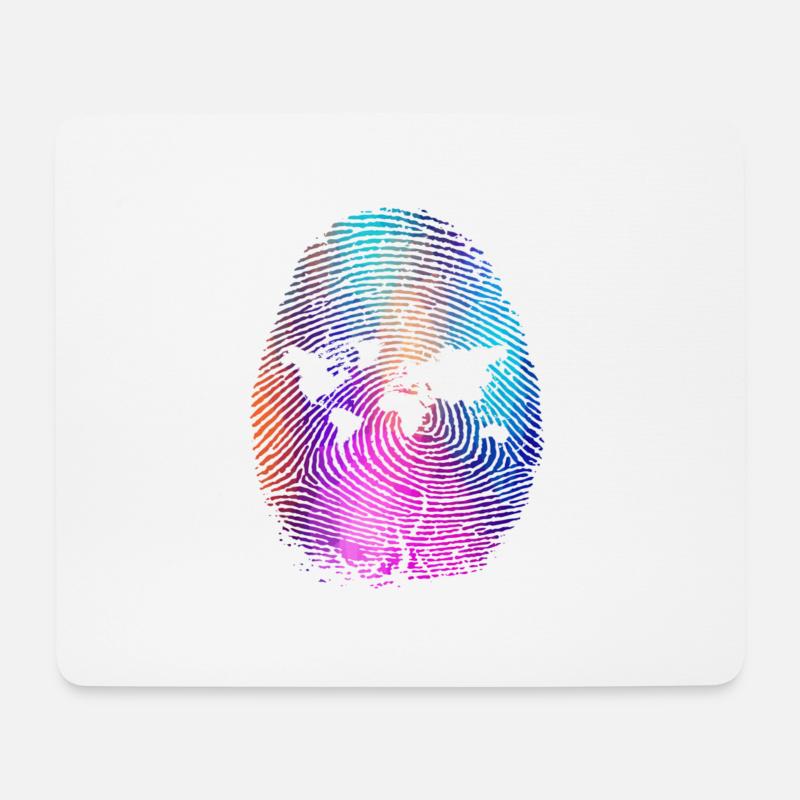 Bunter Fingerabdruck mit Weltkarte Welt Länder - Mousepad (Querformat) - Weiß