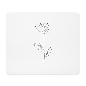 Fleur - Line Art - One line drawing - Tapis de souris (format paysage) - blanc - Devant