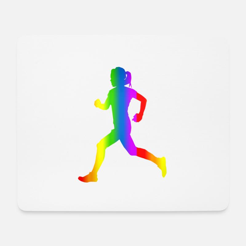Bunter Läuferin Regenbogen - Mousepad (Querformat) - Weiß