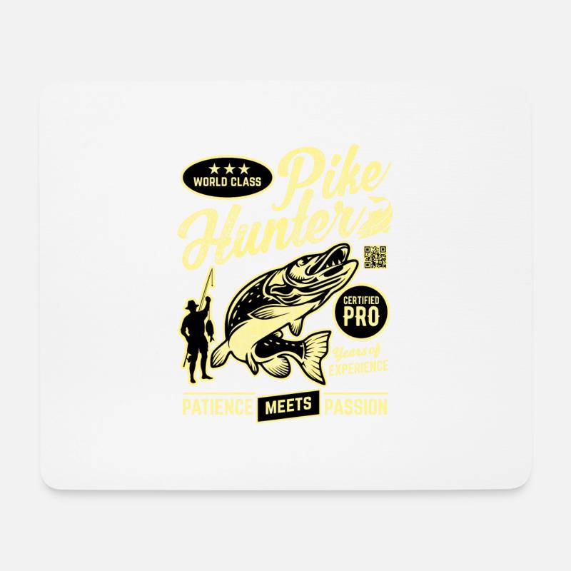 Angler Motiv World Class Pike Hunter, Sepia - Mousepad (Querformat) - Weiß
