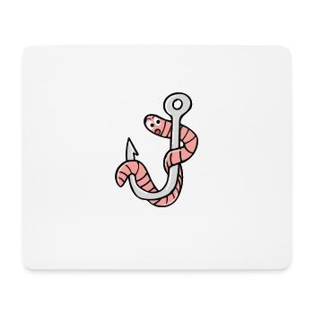 Hameçon avec un ver - Tapis de souris (format paysage) - blanc - Devant