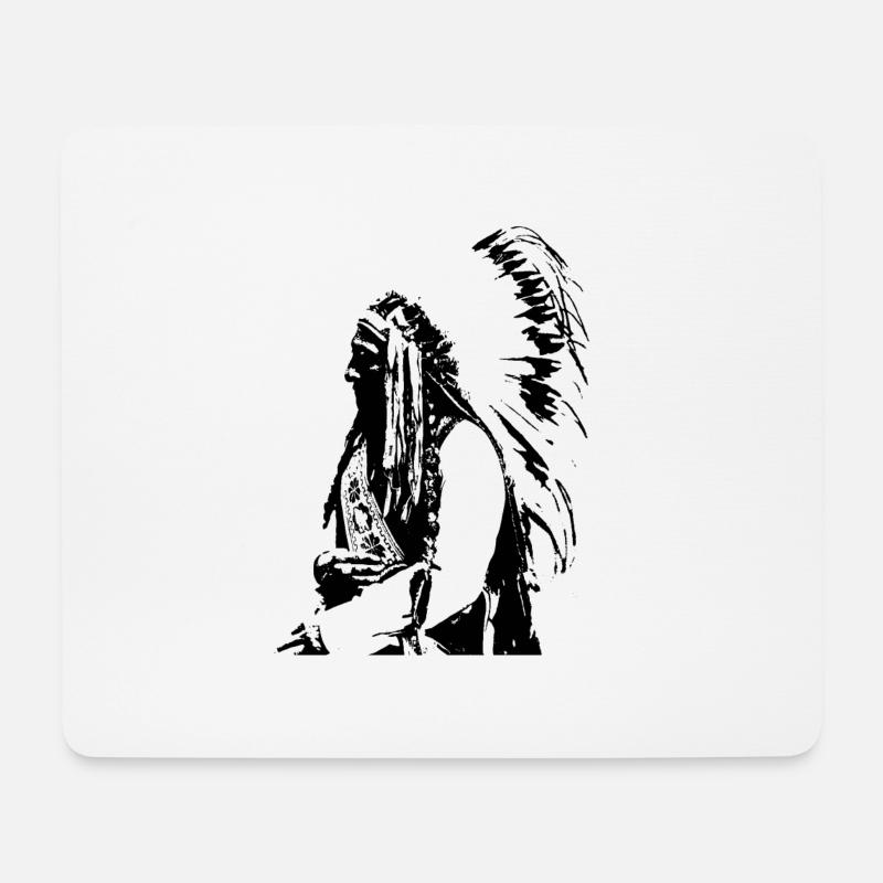 Indianer Häuptling - Mousepad (Querformat) - Weiß