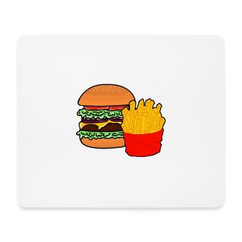 Burger - Zeichnung - Pommes - Mousepad (Querformat) - Weiß - Vorne