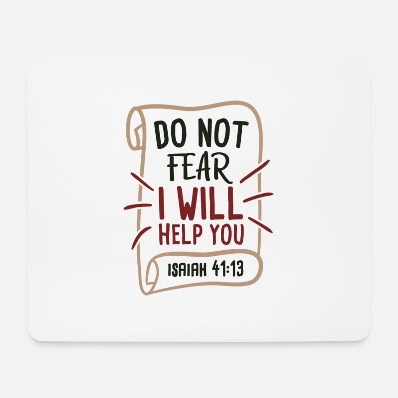 Fürchte dich nicht, ich werde dir helfen, Jesaja 41:13 - Mousepad (Querformat) - Weiß