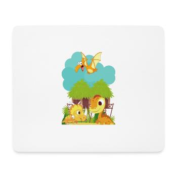 Dino Kinder - Mousepad (Querformat) - Weiß - Vorne