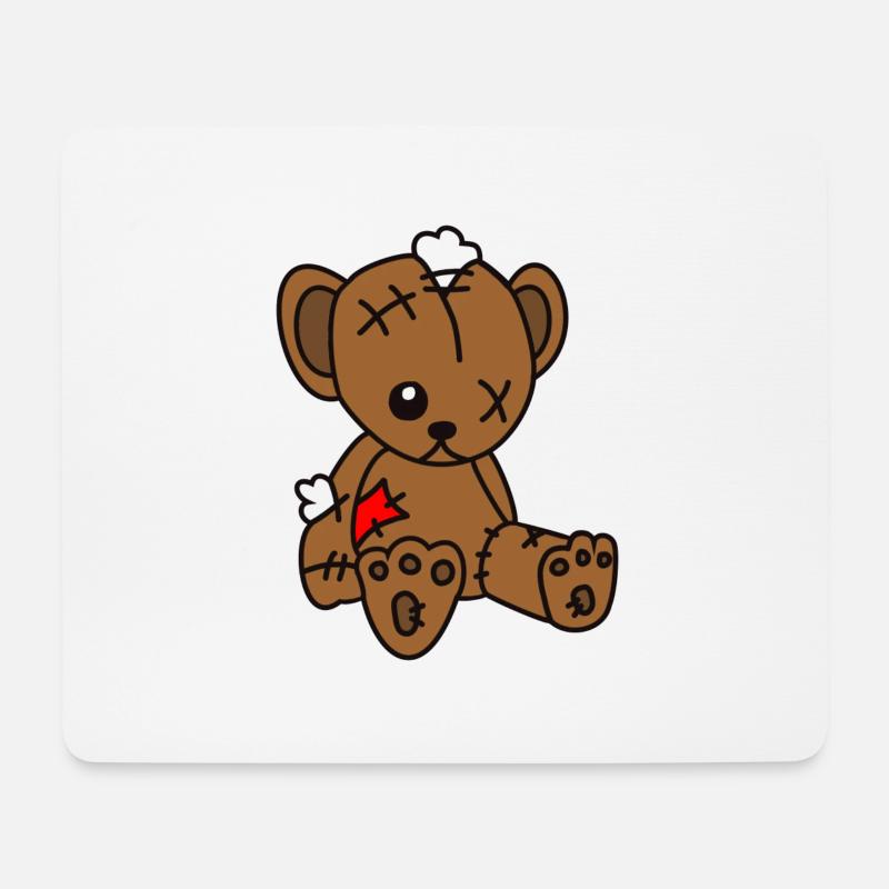 Teddybär Kaputt - Mousepad (Querformat) - Weiß