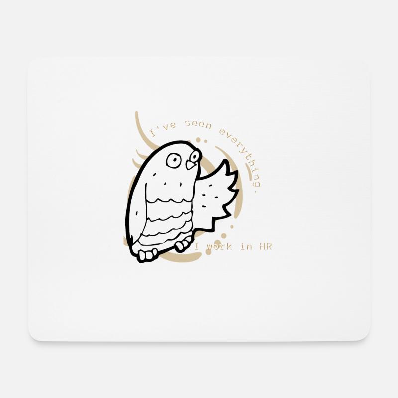 Eule braun - I work in HR - Mousepad (Querformat) - Weiß