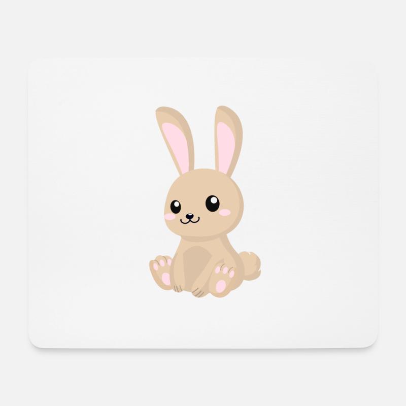Niedlicher Comic Hase sitzend - Mousepad (Querformat) - Weiß