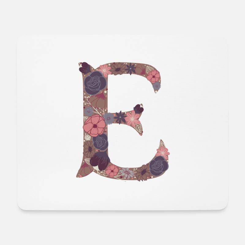 Blumenbuchstabe E - Mousepad (Querformat) - Weiß