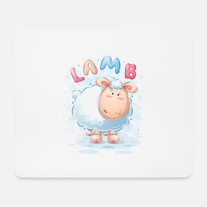 Lamm - Mousepad (Querformat) - Weiß