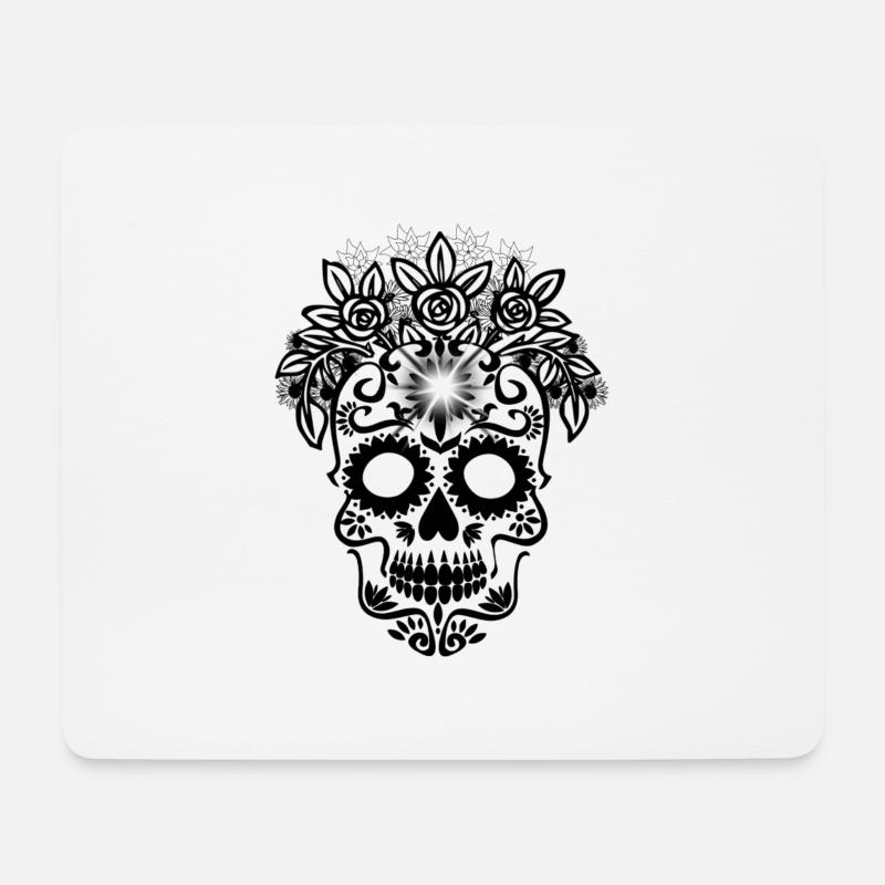 Kunst des Zucker-Schädels - Mousepad (Querformat) - Weiß