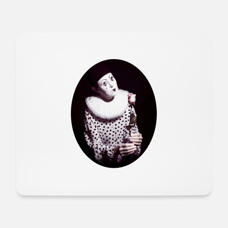 Pierrot with Rose - Mouse Pad (horizontal) - white