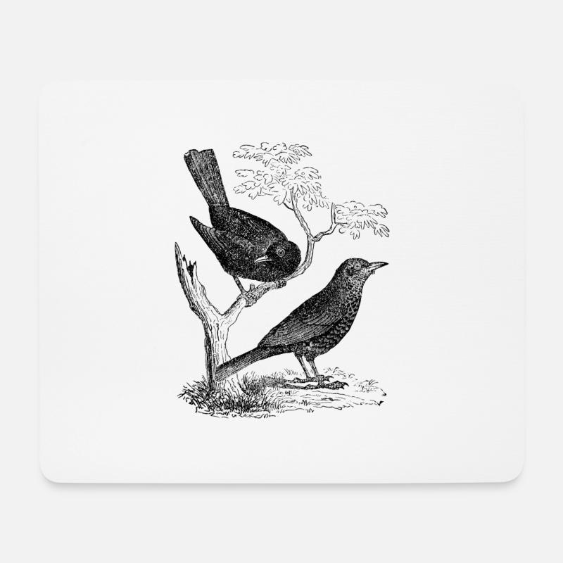 Amsel - Mousepad (Querformat) - Weiß