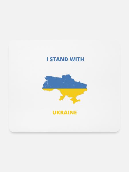 I stand with Ukraine - Mousepad (Querformat) - Weiß