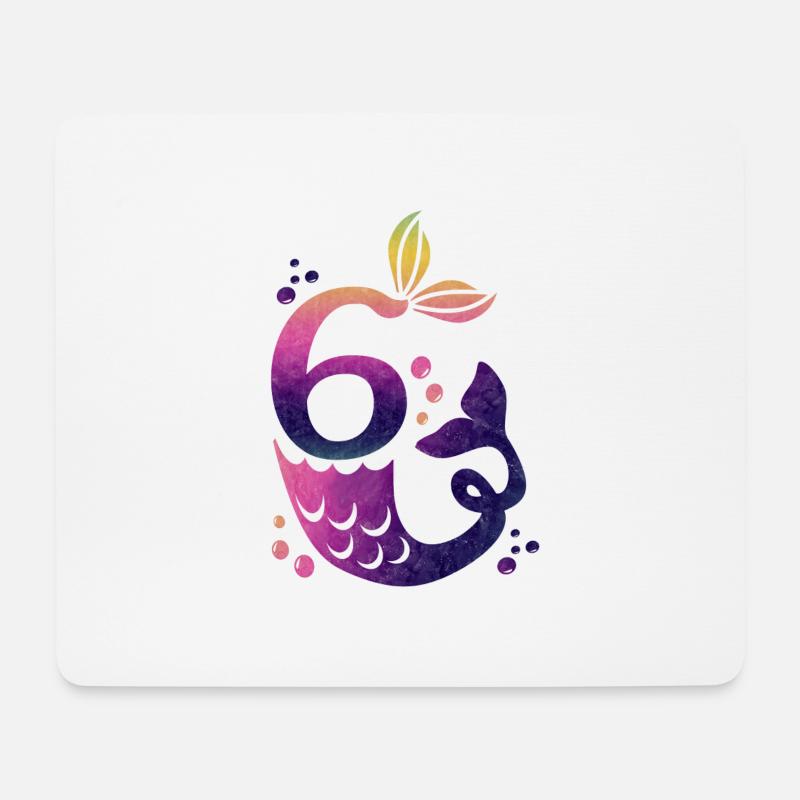 6 Birthday Mermaid - Mouse Pad (horizontal) - white